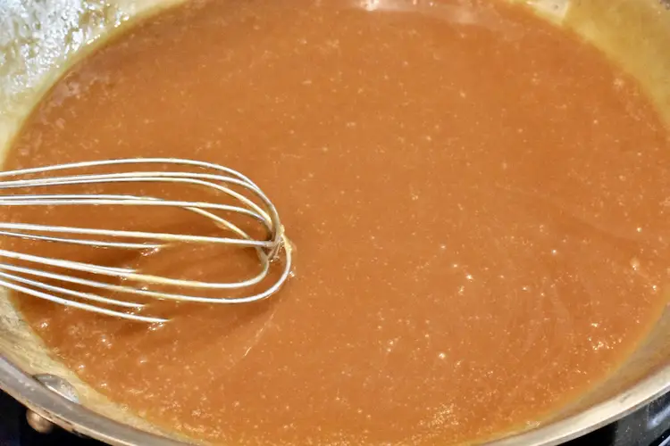 Caramel sauce in a fry pan