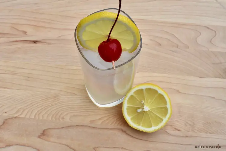 Lemon and gin cocktail in a highball glass