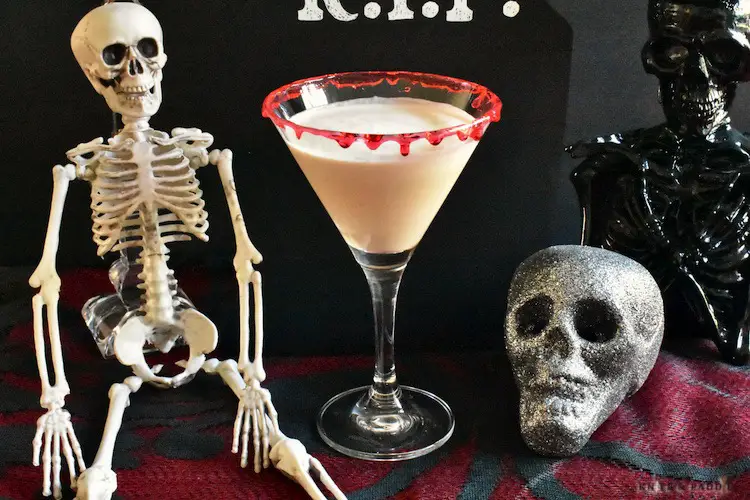 Bloody White Russian in a Blood Dripped Martini Glass