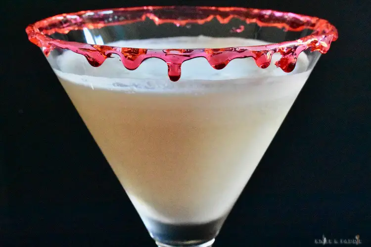 Bloody White Russian in a Blood Dripped Martini Glass