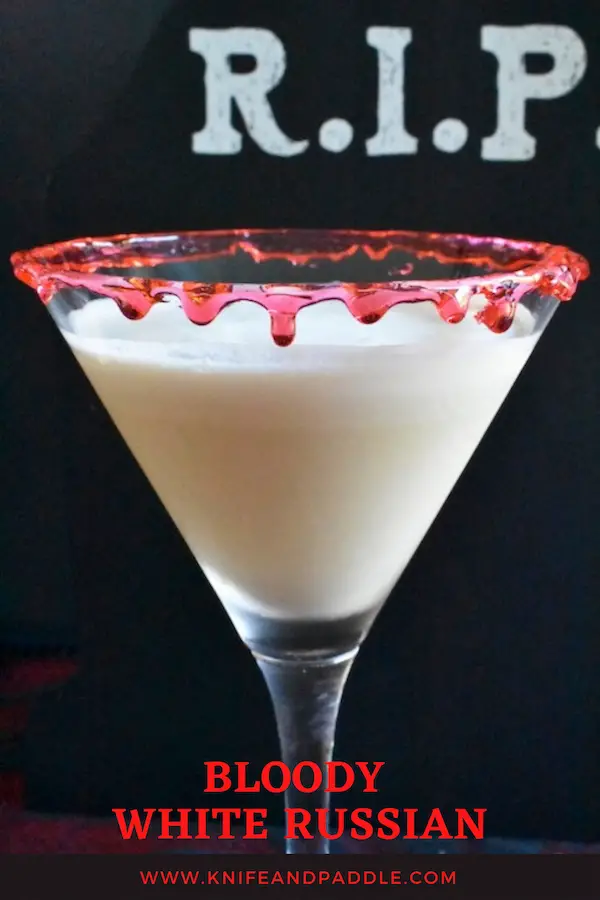 Bloody White Russian in a Blood Dripped Martini Glass