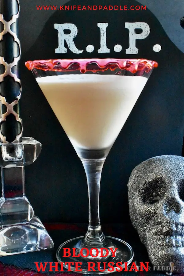 Bloody White Russian in a Blood Dripped Martini Glass