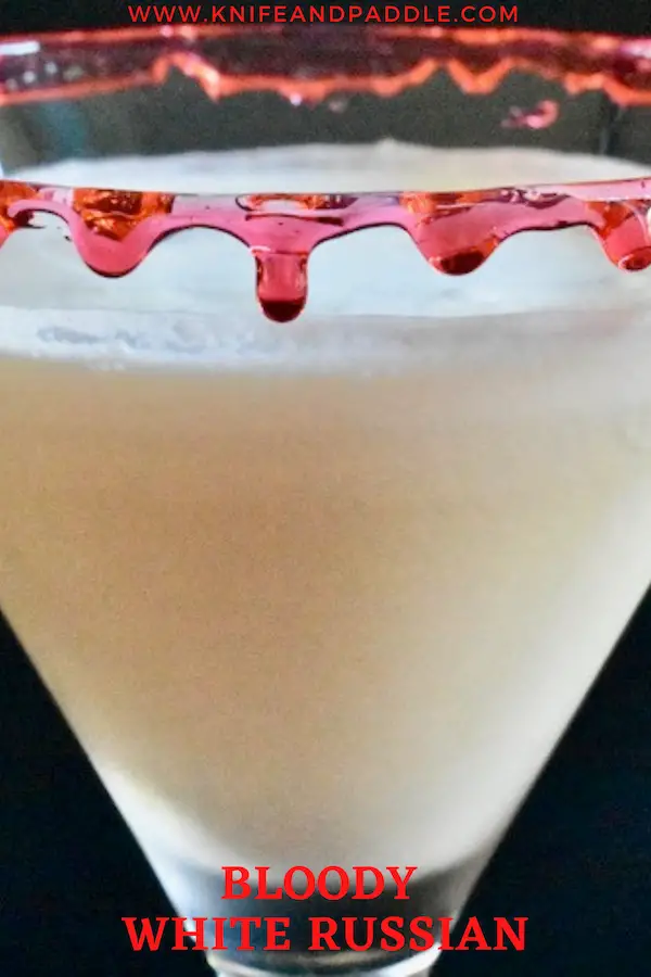 Bloody White Russian in a Blood Dripped Martini Glass