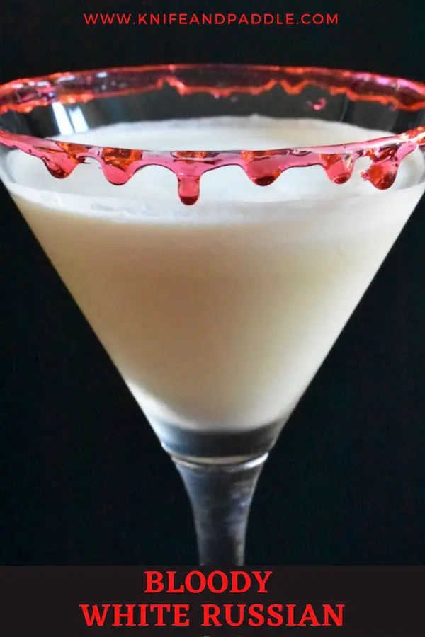 Bloody White Russian in a Blood Dripped Martini Glass