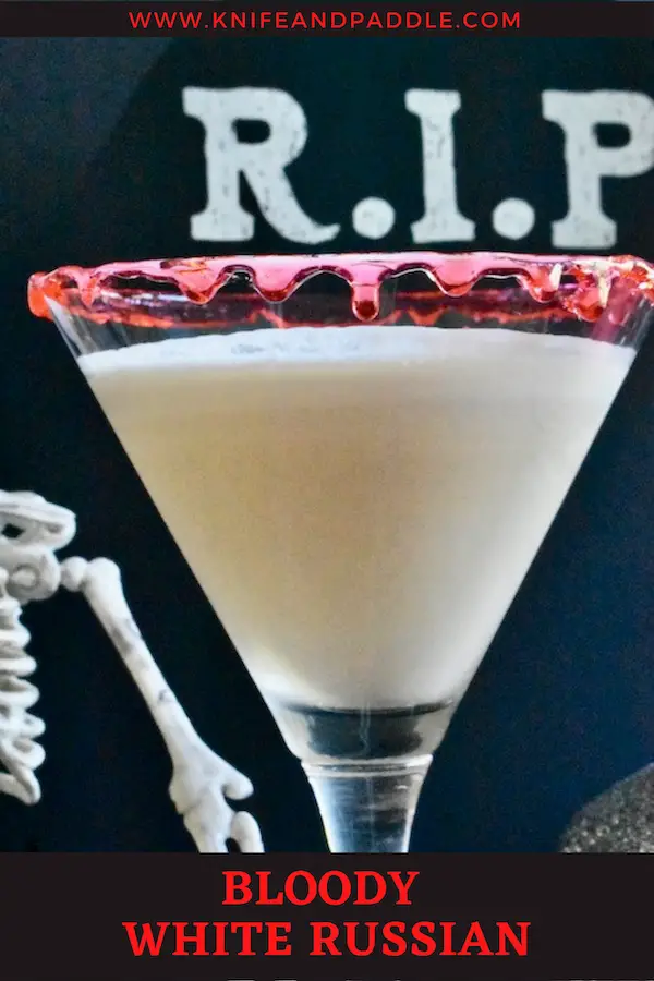 Bloody White Russian in a Blood Dripped Martini Glass