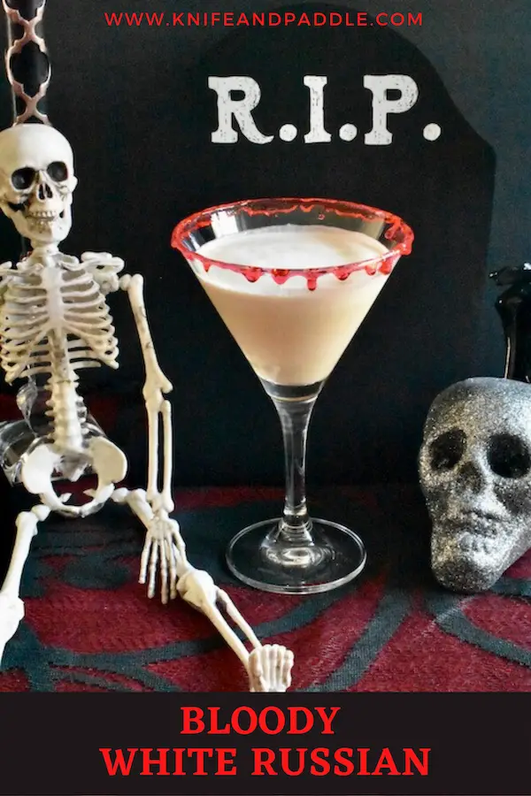 Bloody White Russian in a Blood Dripped Martini Glass