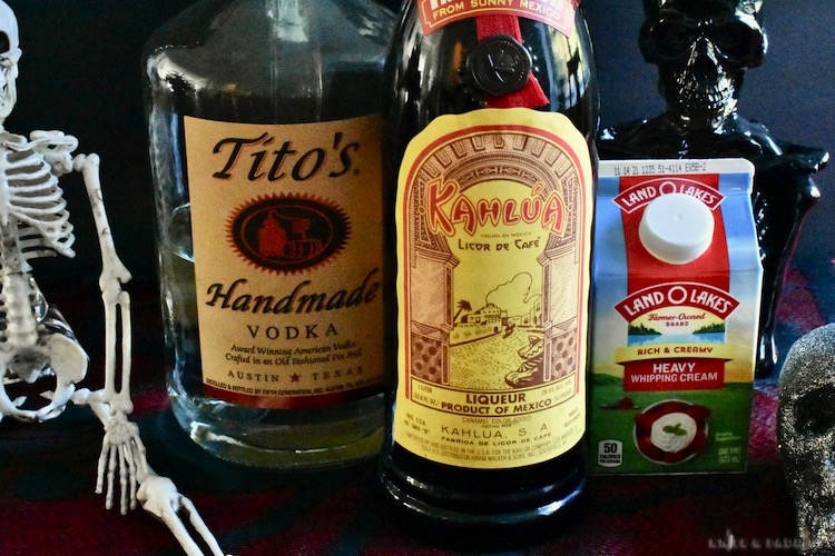 Tito's Vodka, Kahlúa, heavy cream