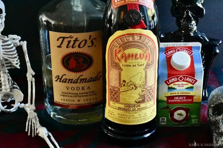 Tito's Vodka, Kahlúa, heavy cream