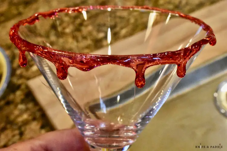 Blood dripped martini glass
