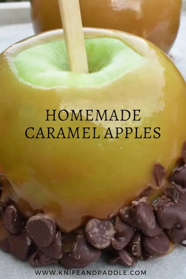 Homemade Caramel Apple with chocolate chips 