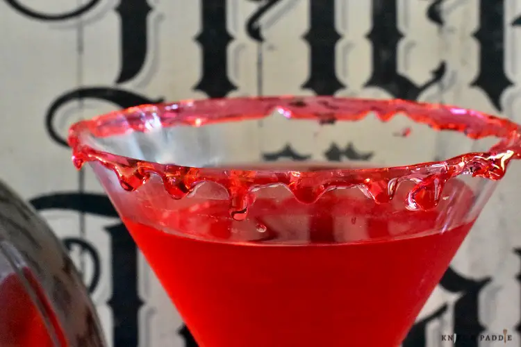 Vampire Blood Cocktail in a Blood Dripped Martini Glass
