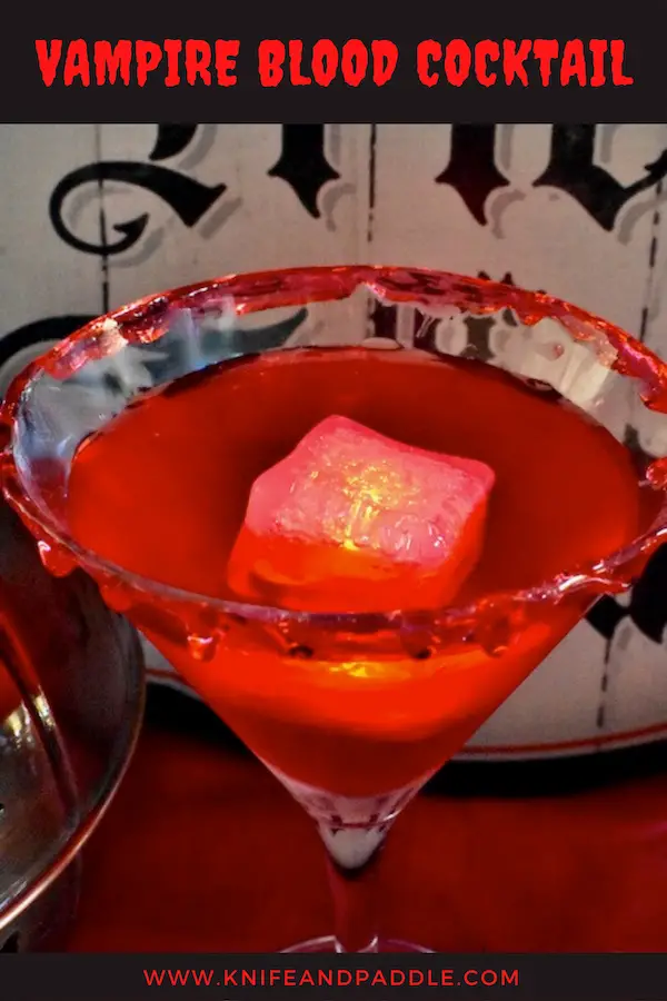 Vampire Blood Cocktail in a Blood Dripped Glass with a LED ice cube