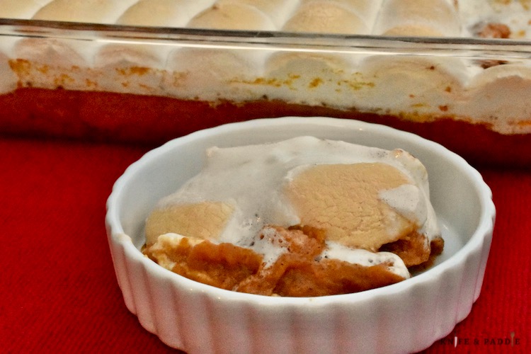 Marshmallow and Sweet Potato Casserole in a bowl