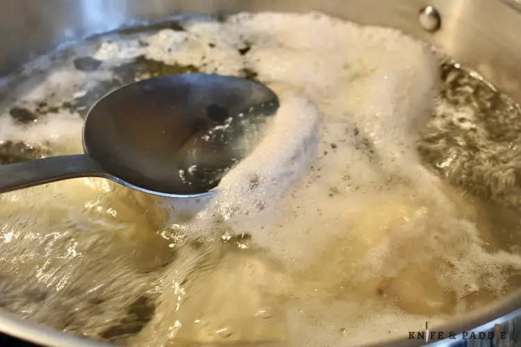 Boiling chicken breasts