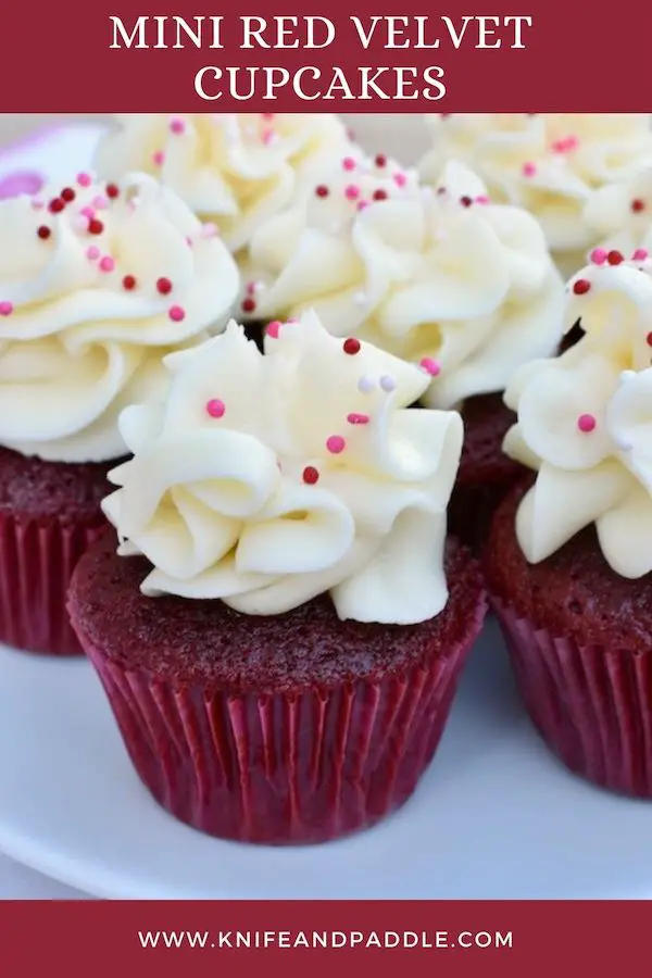 Mini Red Velvet Cupcakes on a plate