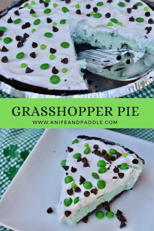 Grasshopper pie and piece of pie on a plate