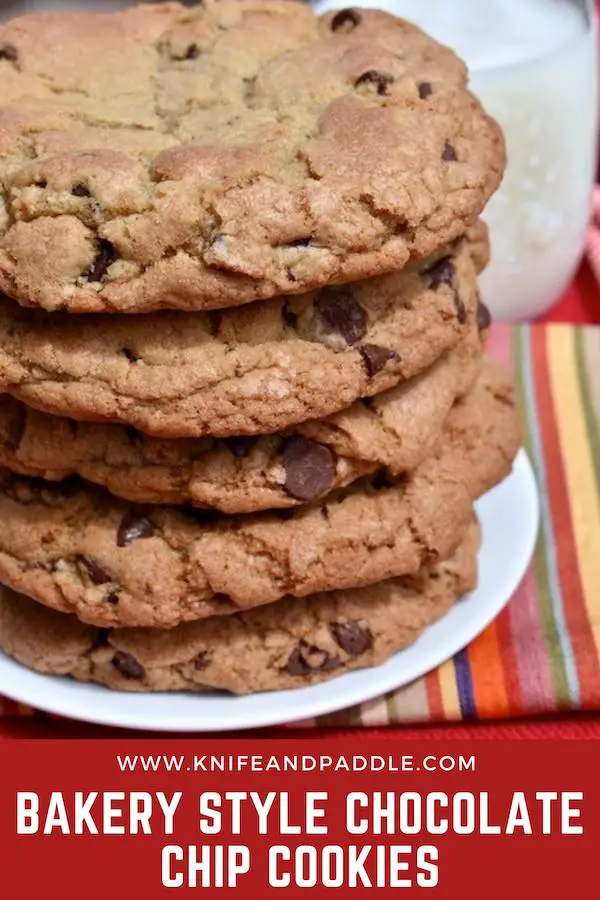 Stacked Bakery Style Chocolate Chip Cookies