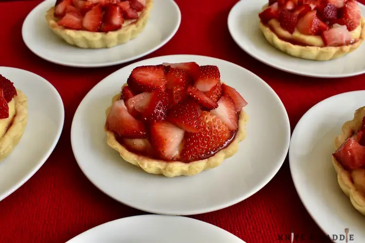 Mini Strawberry & Cream Tartlets on plates