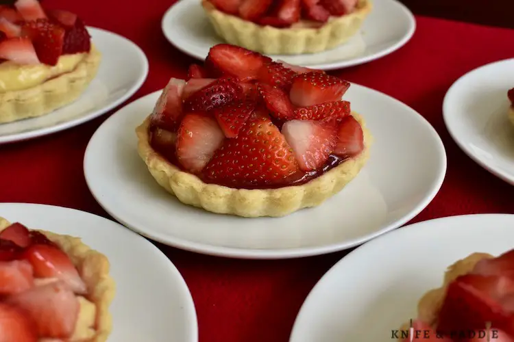 Mini Strawberry & Cream Tartlets on plates