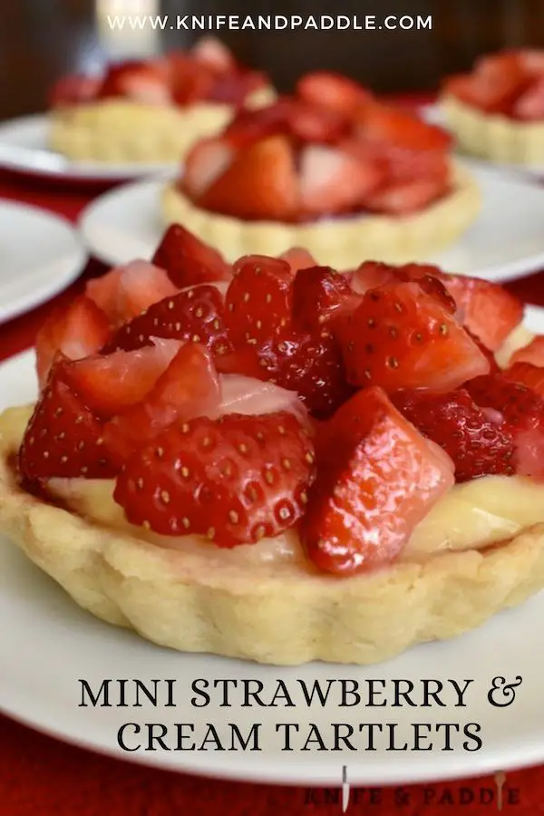 Mini Strawberry & Cream Tartlets on plates