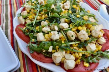 Sliced Tomatoes with Arugula and Corn