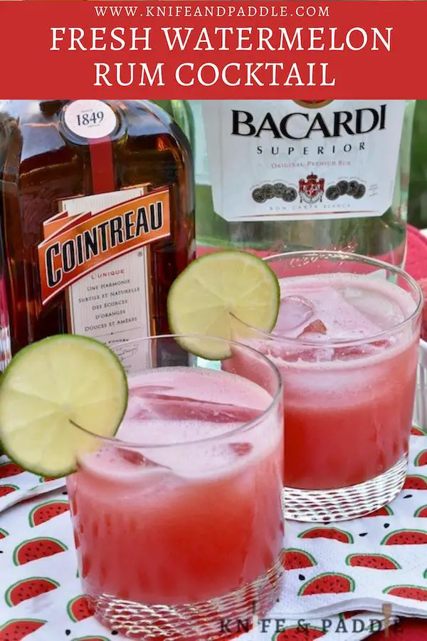 Fresh Watermelon Rum Cocktail in low ball glasses