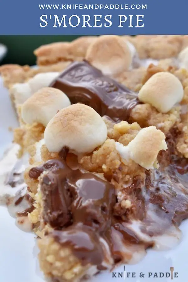 Slice of s'mores pie on a plate
