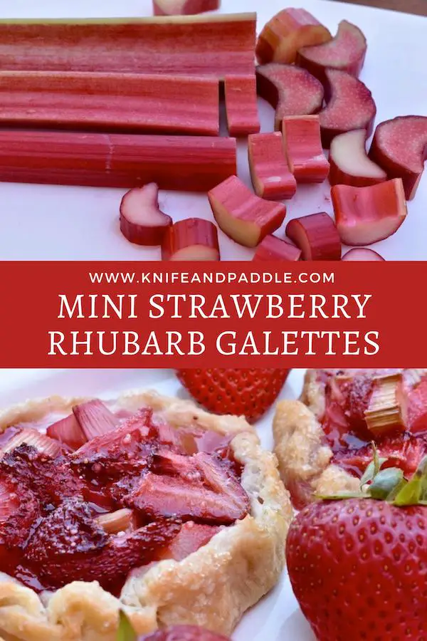 Sliced rhubarb and mini strawberry rhubarb galettes