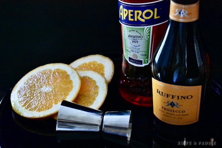 Sliced oranges, Aperol and Prosecco