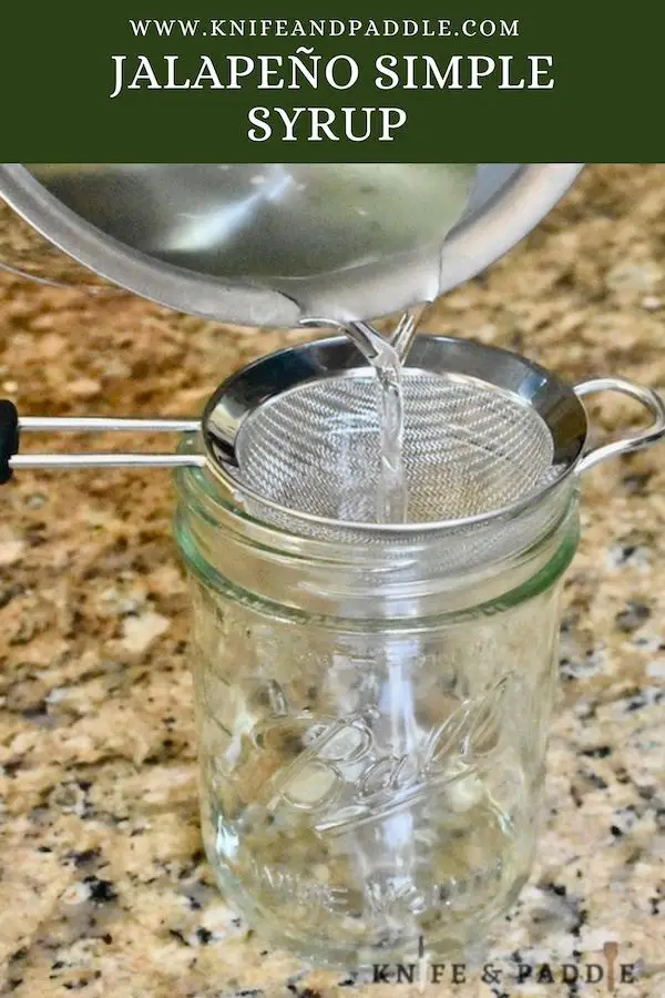 Jalapeño Simple Syrup strained into a mason jar
