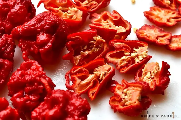 World's Hottest Peppers cut in half