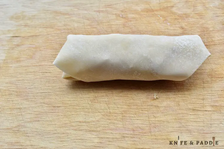 Rolled egg roll wrapper