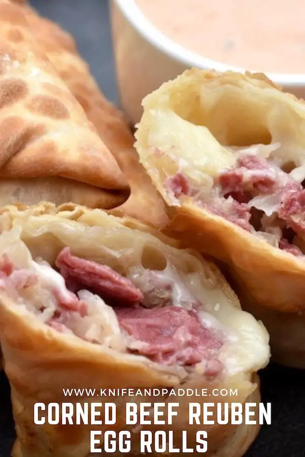 Corned Beef Reuben Egg Roll with  Thousand Island Dressing for dipping