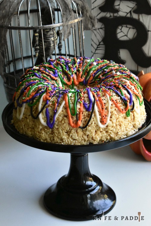 Rice Krispie Halloween Bundt Cake