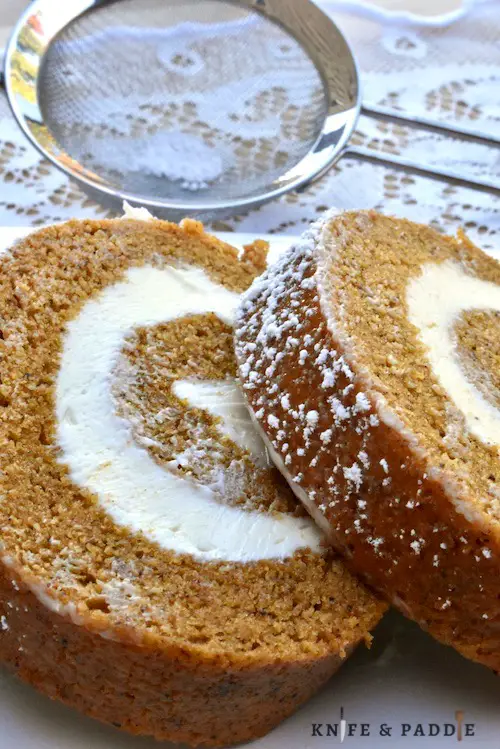 Best Fall Dessert sliced on a plate sprinkled with powdered sugar