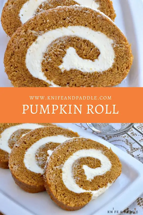 Pumpkin roll slices on a plate 