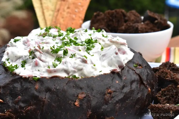 Rye Bread Beef Dip in a bread bowl