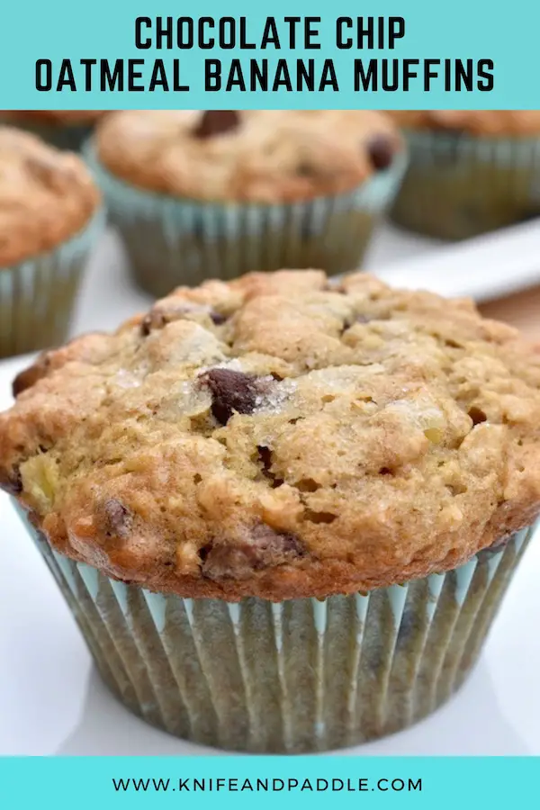 Chocolate Chip Oatmeal Banana Muffins on plates