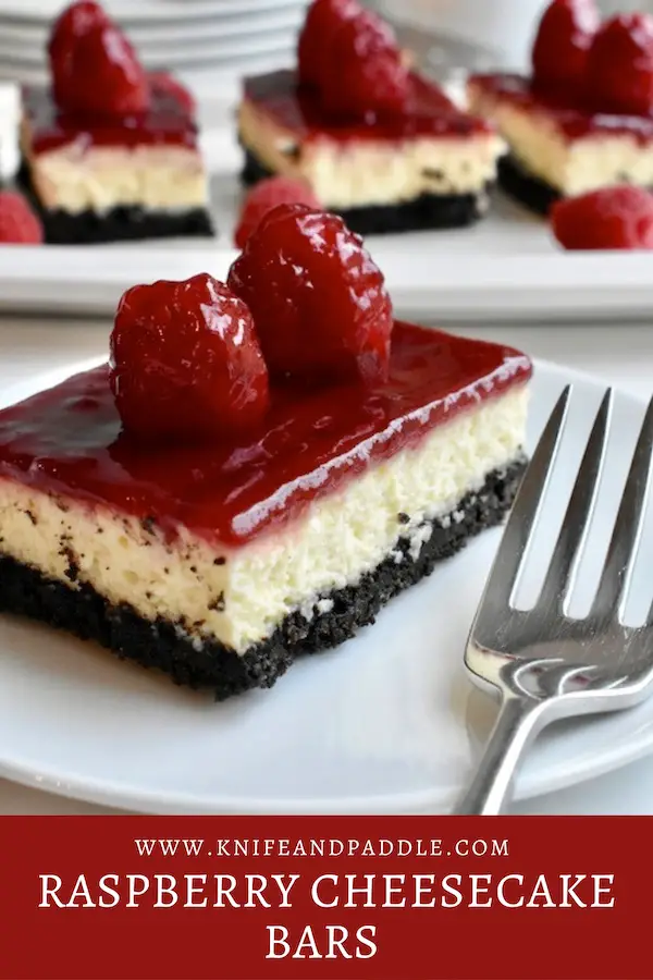 Raspberry Cheesecake Bars on a plate