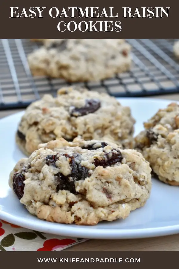 Easy Oatmeal Cookies in a plate and on a wire rack