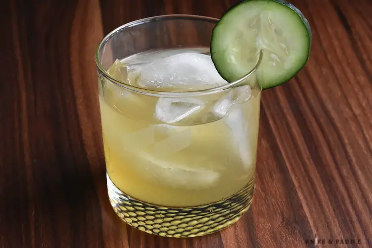 Irish Maid Cocktail with a cucumber slice for garnish