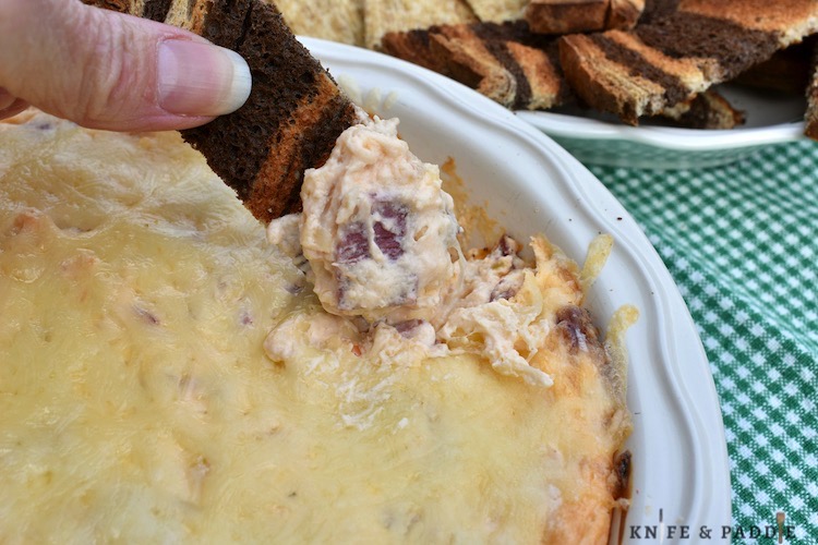 Reuben Dip served with toasted marble rye