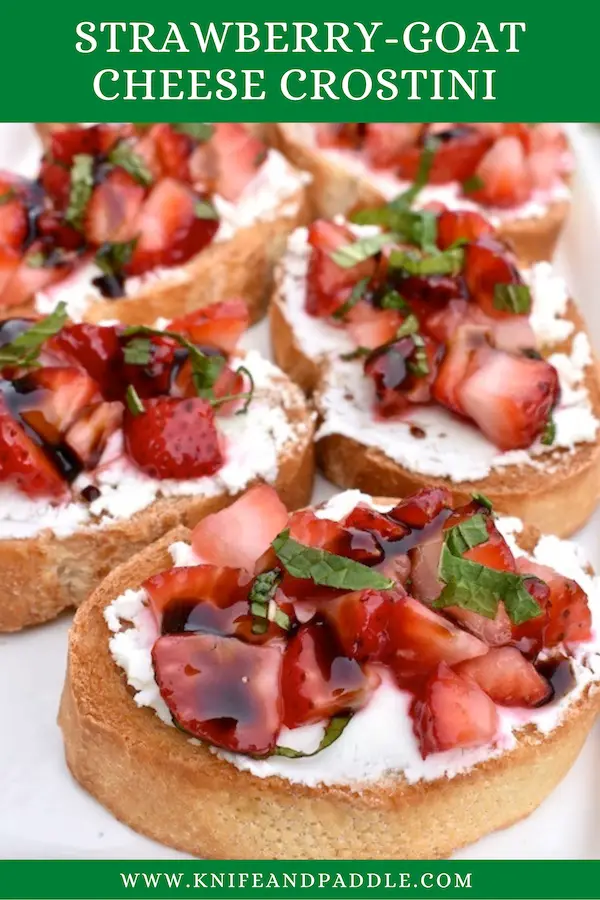 Simple fruit appetizer on a toasted slices of baguette