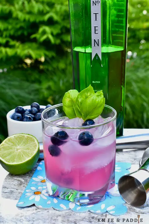 Blueberry Basil Gin Cocktail