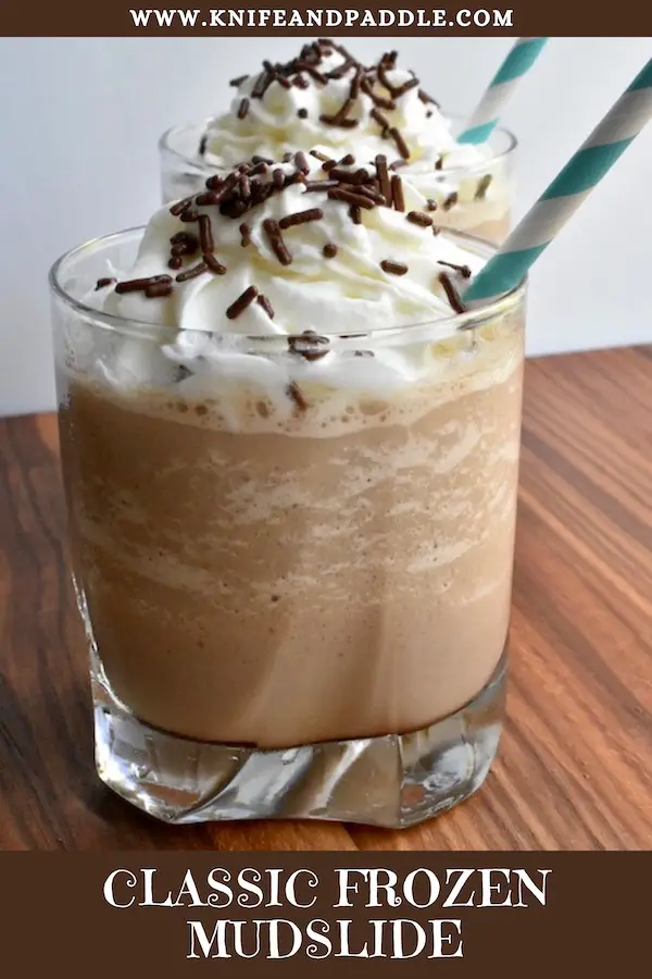 Classic Frozen Mudslide topped with whipped cream and chocolate sprinkles 