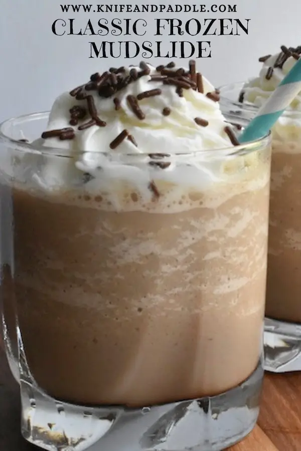 Classic Frozen Mudslide topped with whipped cream and chocolate sprinkles 
