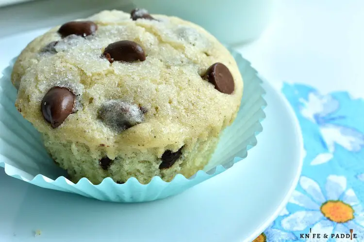 Decadent Chocolate Chip Muffin on a plate