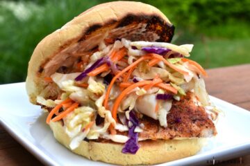 Healthy Fish Sandwich with Asian Slaw