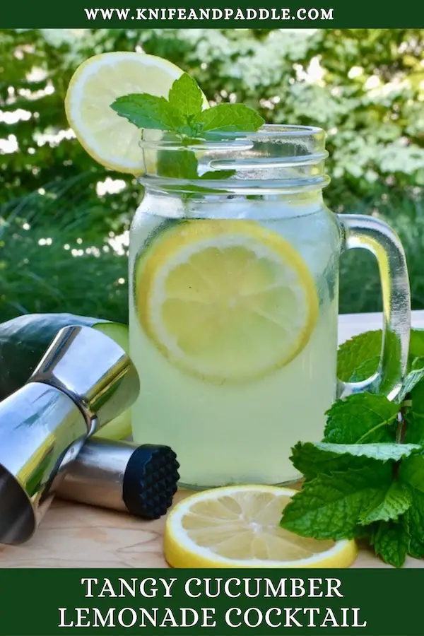 Tangy Cucumber Lemonade Cocktail served in a mason jar