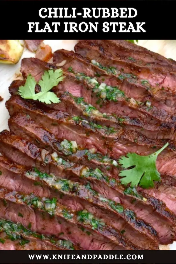 Chili-Rubbed Flat Iron Steak with Cilantro Compound Butter